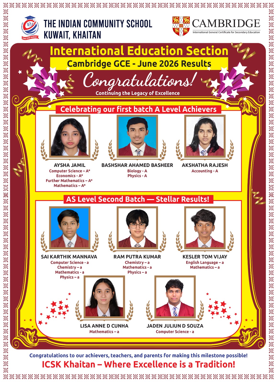 Cambridge GCE Result June 2026
